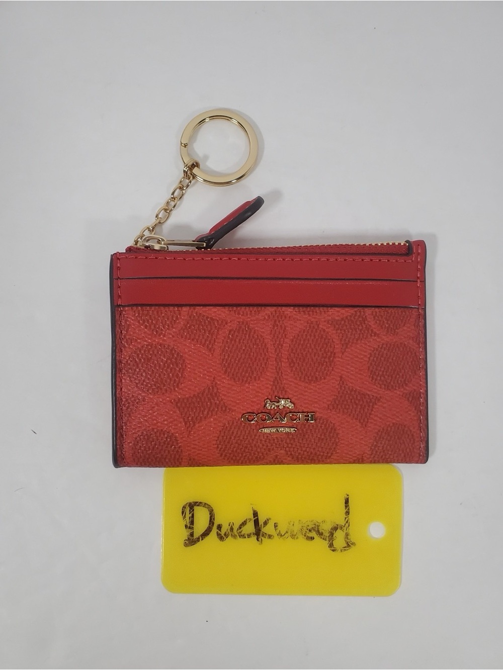 NWT Coach Mini Skinny ID Case CW870 Signature Canvas IM/CRIMSON